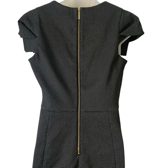 Calvin Klein Midi Dress Polka-Dot Sheath Women's Size 6 Cap Sleeves Black White - Picture 8 of 12